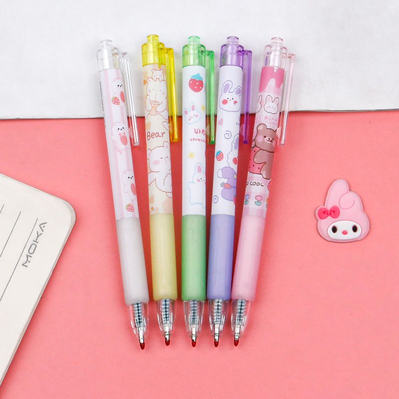 Cute Style Series Press gel pen Cartoon Bear and Rabbit 0.5mm bullet-tipped black fountain pen signature pen Item Picture