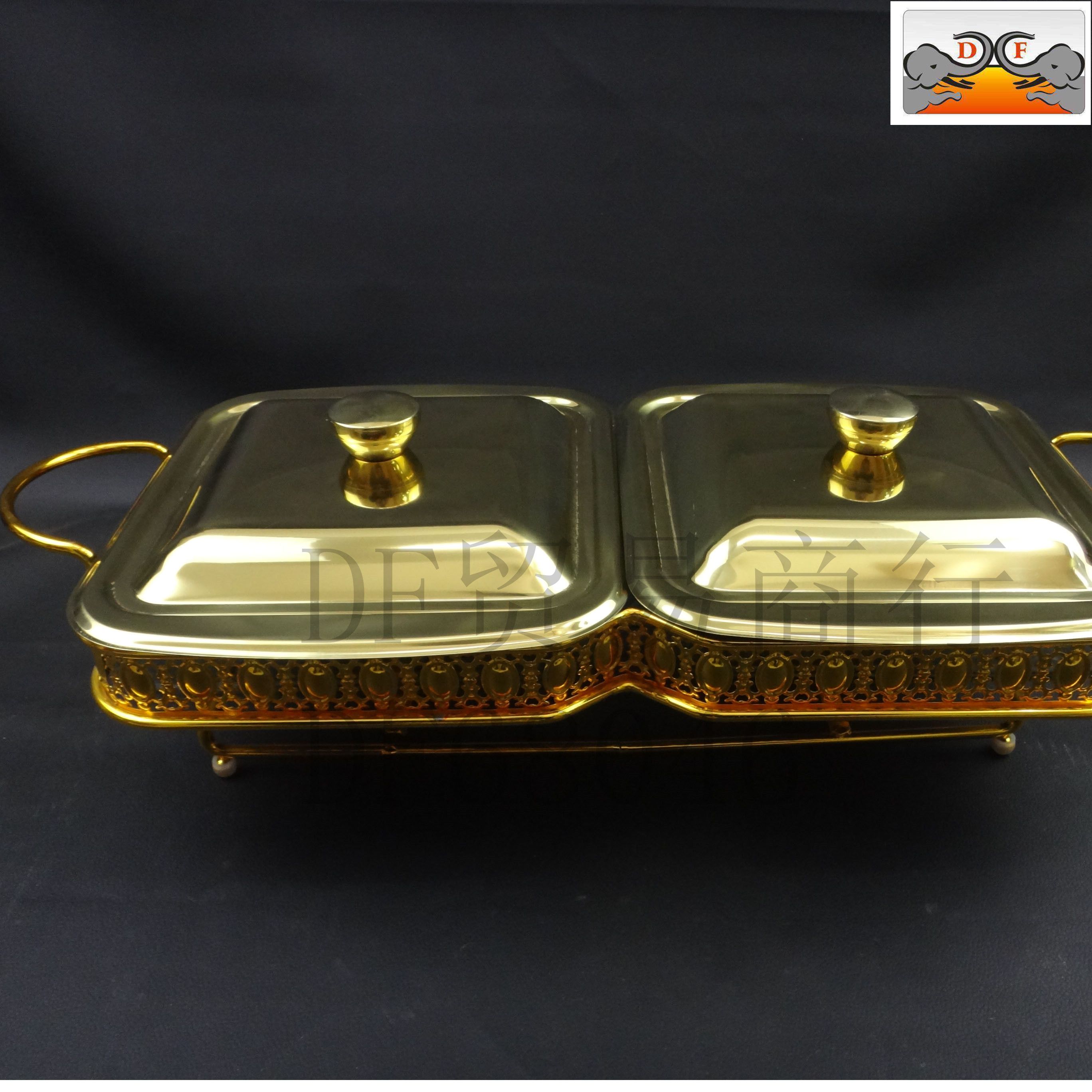 DF TRADING HOUSE Square Golden dining stove Hotel tableware supplies Buffy Stove Gold Edge Plate tableware