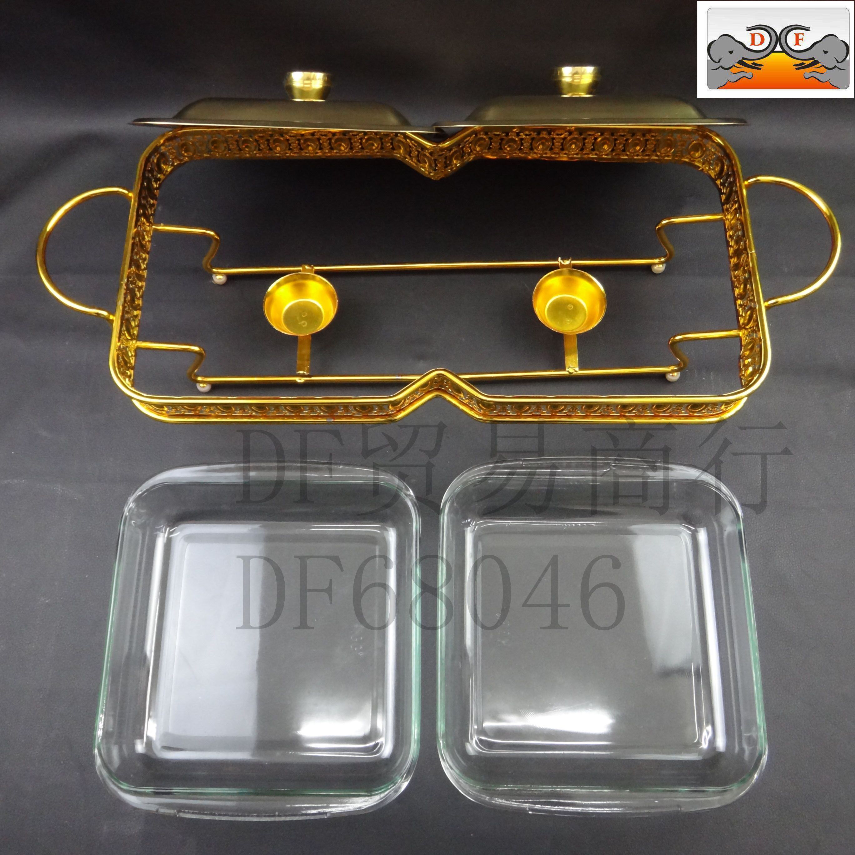 DF TRADING HOUSE Square Golden dining stove Hotel tableware supplies Buffy Stove Gold Edge Plate tableware Specification image