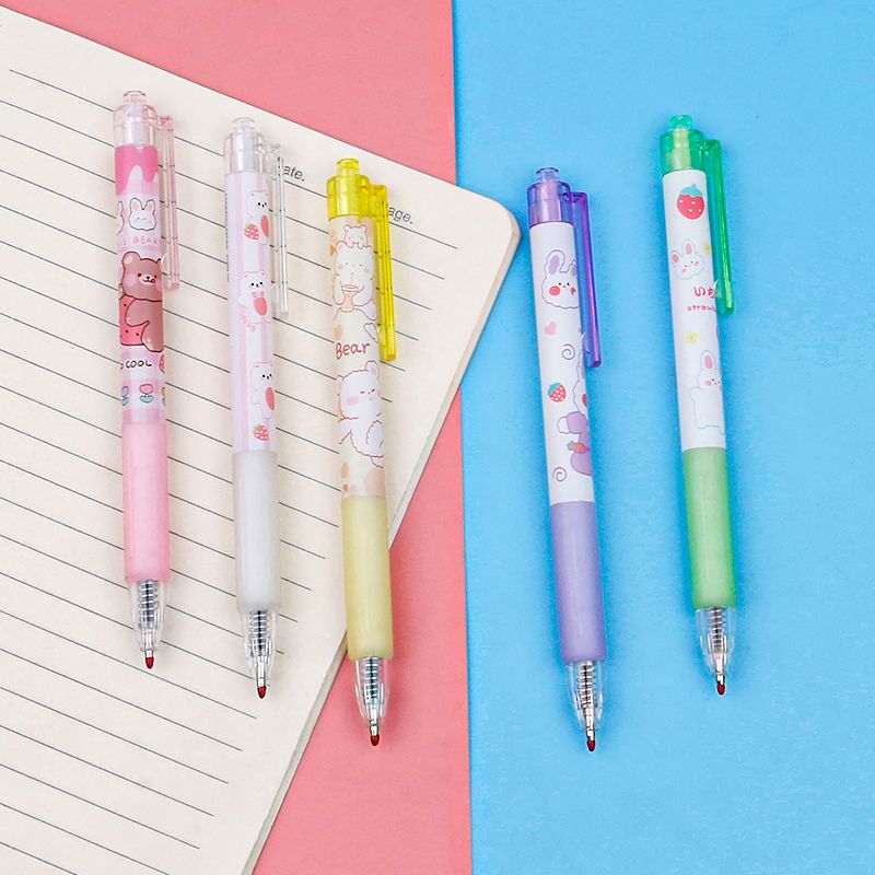 Cute Style Series Press gel pen Cartoon Bear and Rabbit 0.5mm bullet-tipped black fountain pen signature pen Specification image