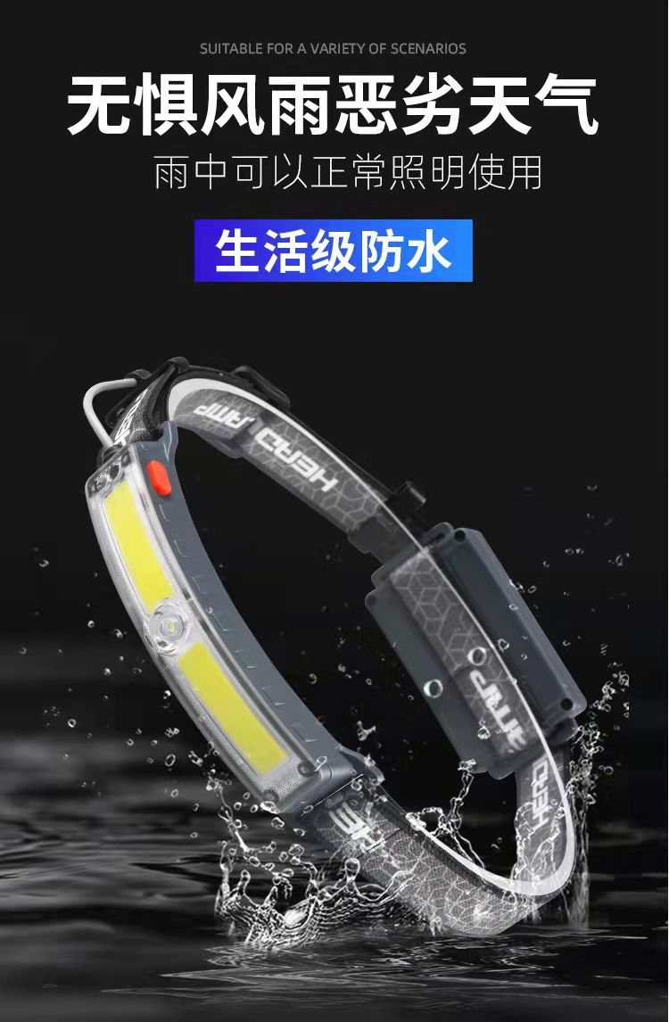 The new T-ypec charging dual-light source camping night running head-mounted 10w ultra-bright floodlight long-range sensing headlamp pic 4