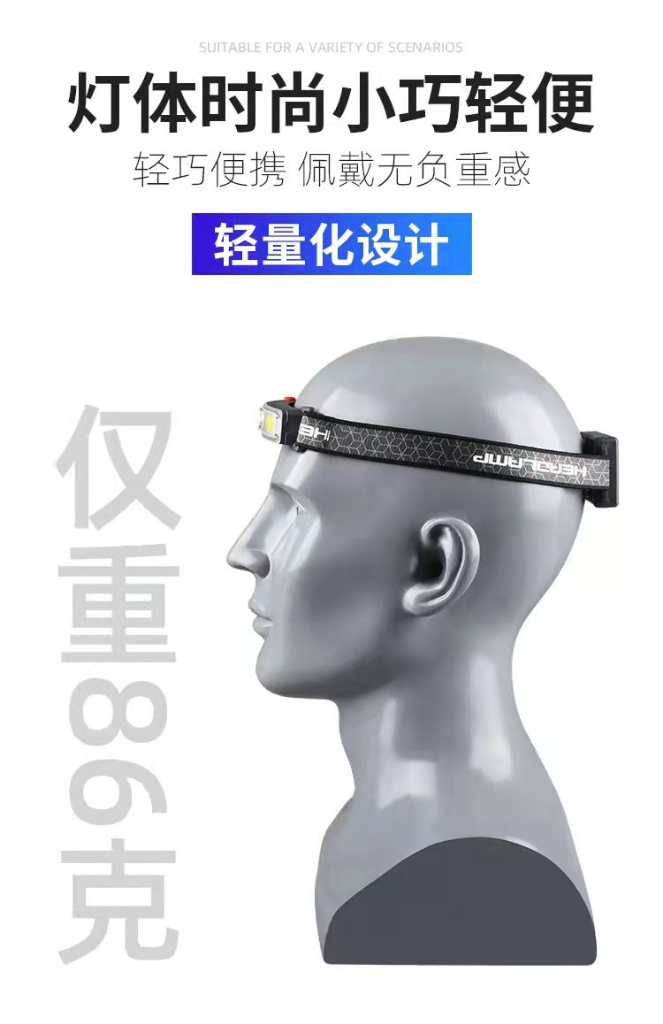 The new T-ypec charging dual-light source camping night running head-mounted 10w ultra-bright floodlight long-range sensing headlamp pic 12