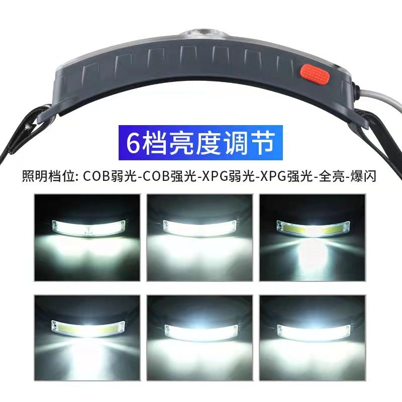 The new T-ypec charging dual-light source camping night running head-mounted 10w ultra-bright floodlight long-range sensing headlamp details Picture