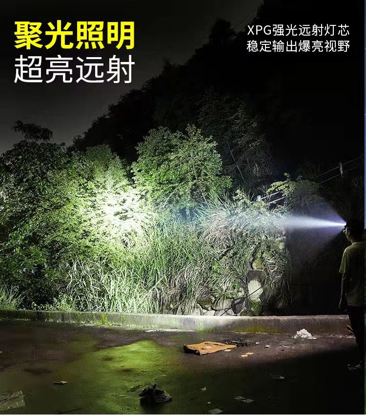 The new T-ypec charging dual-light source camping night running head-mounted 10w ultra-bright floodlight long-range sensing headlamp pic 3
