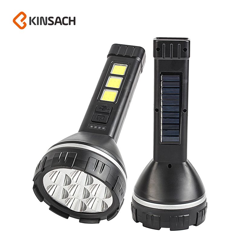 Outdoor large 7*LED solar rechargeable flashlight USB rechargeable flashlight COB side light flashlight Outdoor camping light