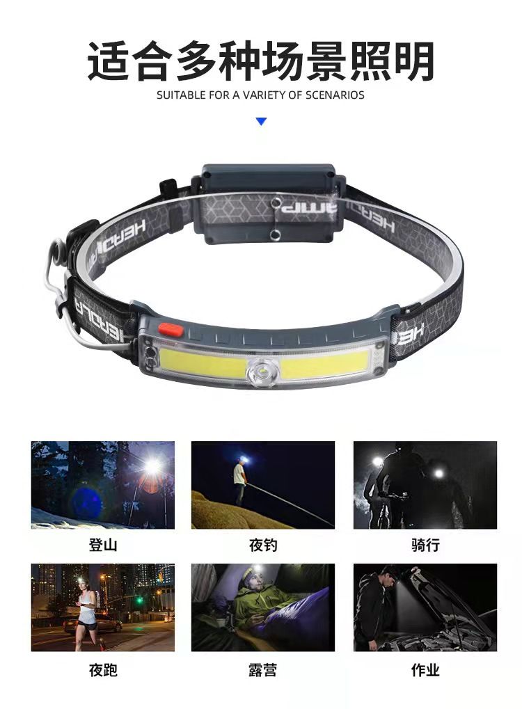 The new T-ypec charging dual-light source camping night running head-mounted 10w ultra-bright floodlight long-range sensing headlamp pic 11