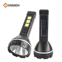 Outdoor large LED solar rechargeable flashlight USB rechargeable flashlight COB side light flashlight Outdoor camping light
