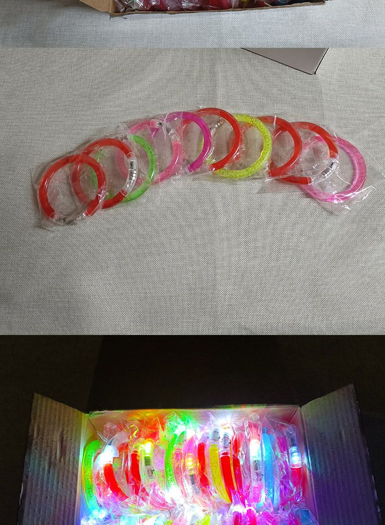 地摊夜市LED发光红蓝双闪透明荧光手环夜光手镯节日派对饰品批发详情11