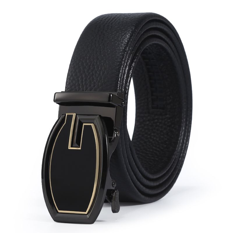 New personalized genuine leather belt men's youth Korean version automatic buckle belt manufacturer sales support custom gift box set
