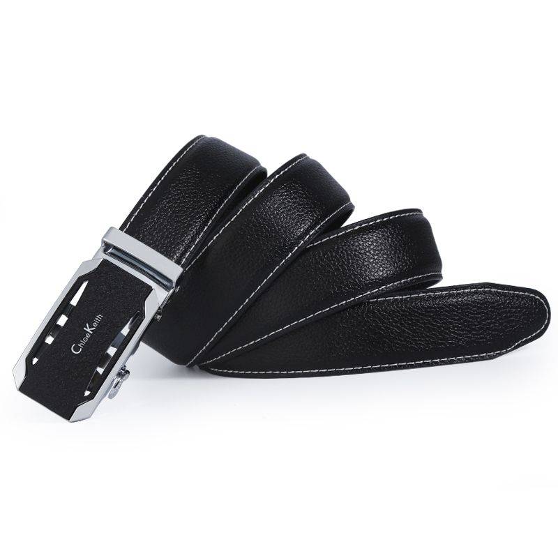 Men's double-layer cowhide belt, genuine and fashionable new self-locking genuine leather men's business trouser pocket leather goods Item Picture