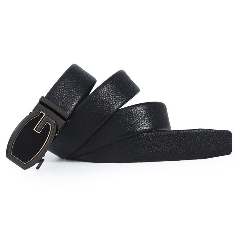 New personalized genuine leather belt men's youth Korean version automatic buckle belt manufacturer sales support custom gift box set details Picture