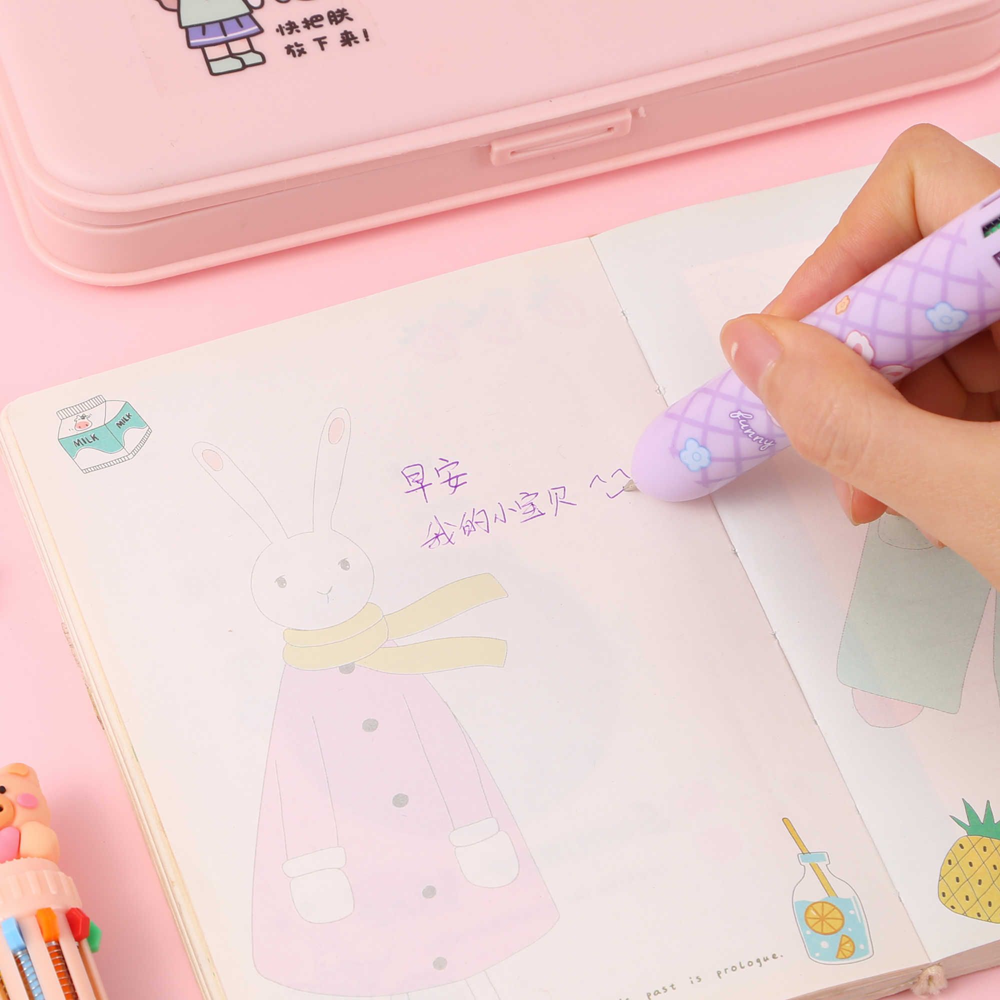 晨兮文具可爱十色圆珠笔卡通泰迪熊多色按动油笔学生多功能手账笔详情图3