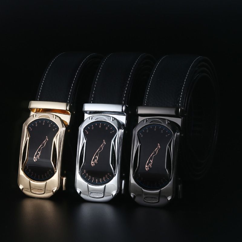 Leather belt men's two-layer cowhine belt authentic fashion new automatic buckle real leather men gift business trouser bag leather goods