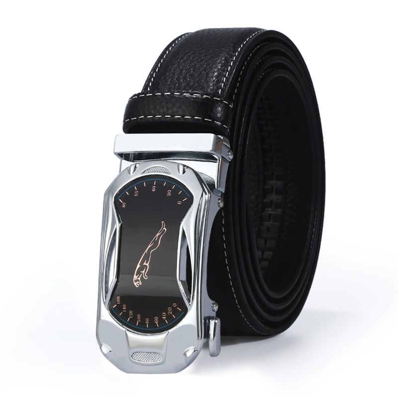 Men's two-layer cowhide belt, genuine and fashionable new self-locking genuine leather men's gift, business trouser pocket, leather goods Item Picture