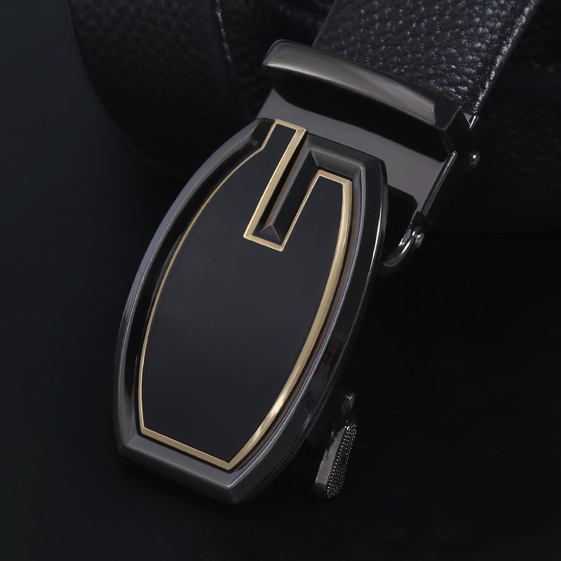 New personalized genuine leather belt men's youth Korean version automatic buckle belt manufacturer sales support custom gift box set Specification image