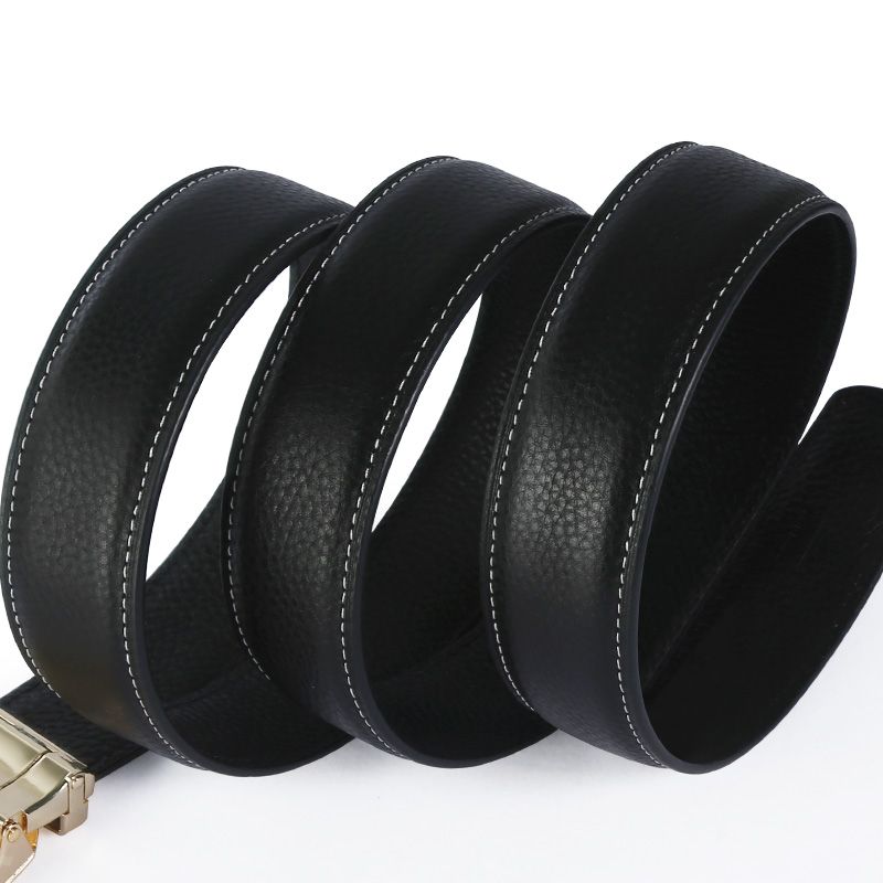 Men's two-layer cowhide belt, genuine and fashionable new self-locking genuine leather men's gift, business trouser pocket, leather goods Specification image