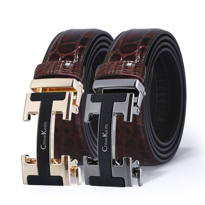 Wholesale of best-selling counter belts, men's genuine leather business crocodile pattern automatic buckle cowhide belts, gifts, casual belts details Picture