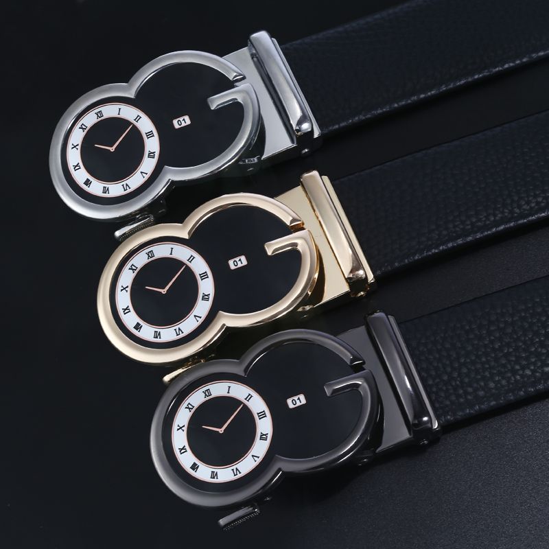 Men's business fashion leather double-layer cowhide belt for young people, live-streaming hot sales, belt manufacturer wholesale Item Picture