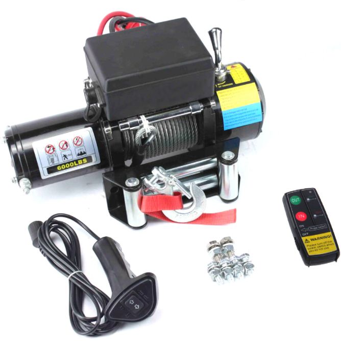 12V/24V winch, self-rescue winch for off-road vehicle towing, 4000-pound electric winch for vehicle-mounted use, wire rope winch Item Picture