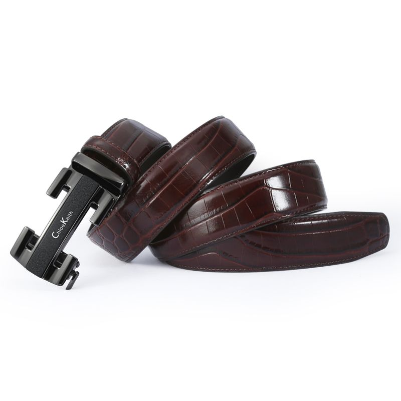 Wholesale of best-selling counter belts, men's genuine leather business crocodile pattern automatic buckle cowhide belts, gifts, casual belts