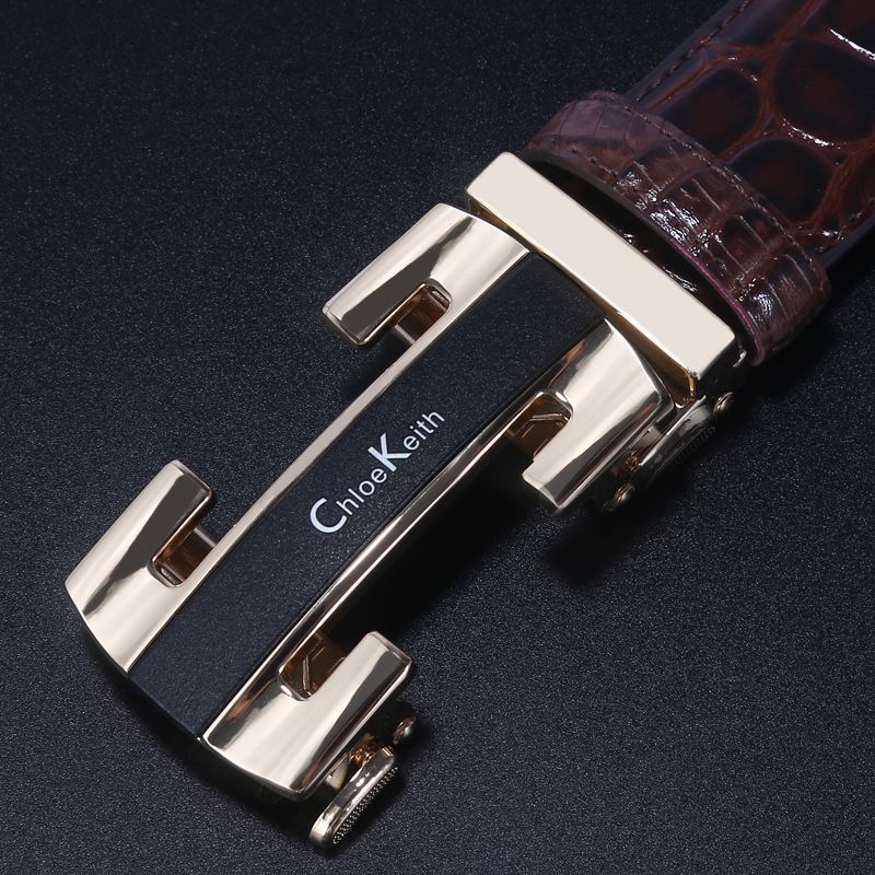 Wholesale of best-selling counter belts, men's genuine leather business crocodile pattern automatic buckle cowhide belts, gifts, casual belts Specification image