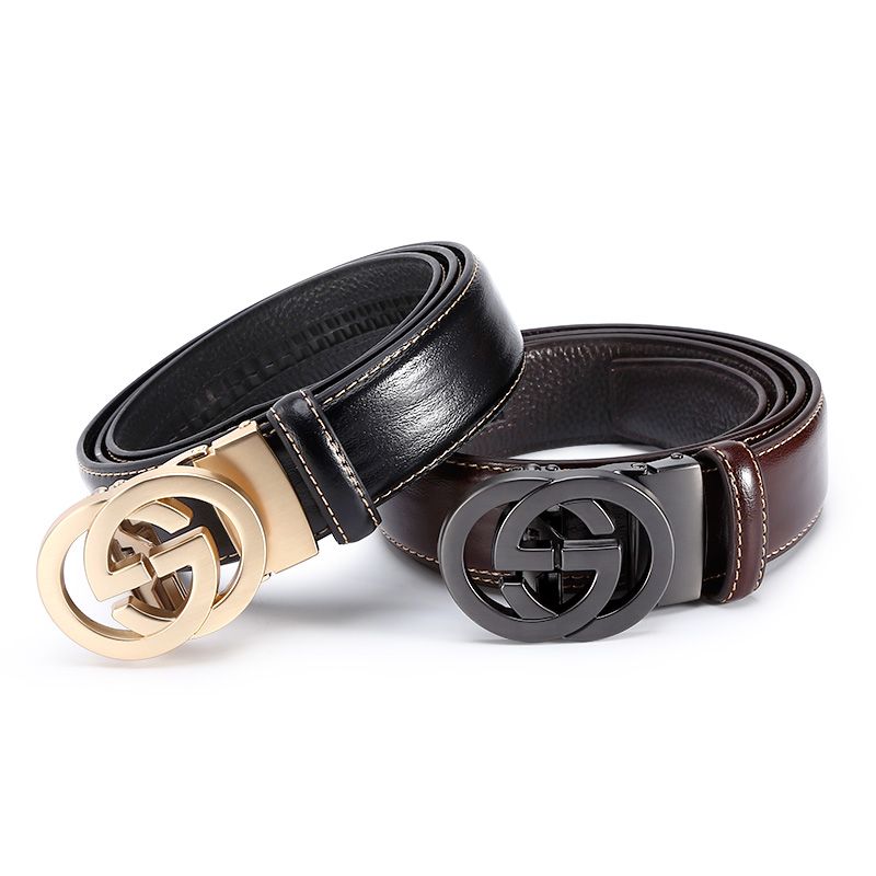 New top layer cowhide men's automatic buckle casual business letter belt manufacturer wholesale Specification image