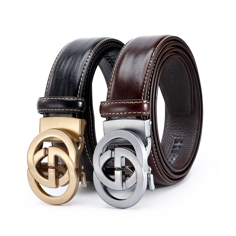 New top layer cowhide men's automatic buckle casual business letter belt manufacturer wholesale details Picture