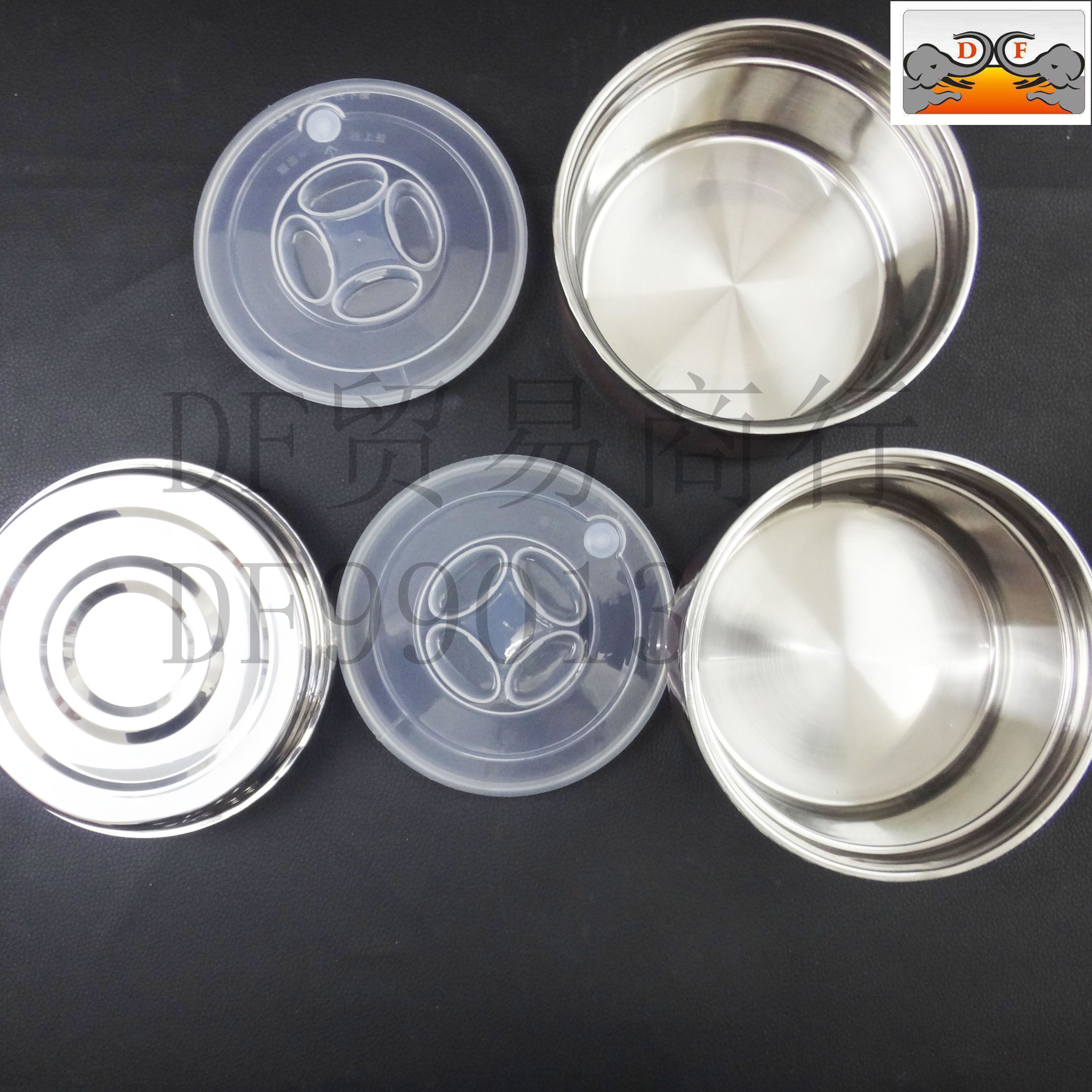 DF TRADING HOUSE Portable Tableware Screw-mouth bento box, Golden imitation porcelain spoon, folding cup, 1 pair of wine cups DF99013 details Picture
