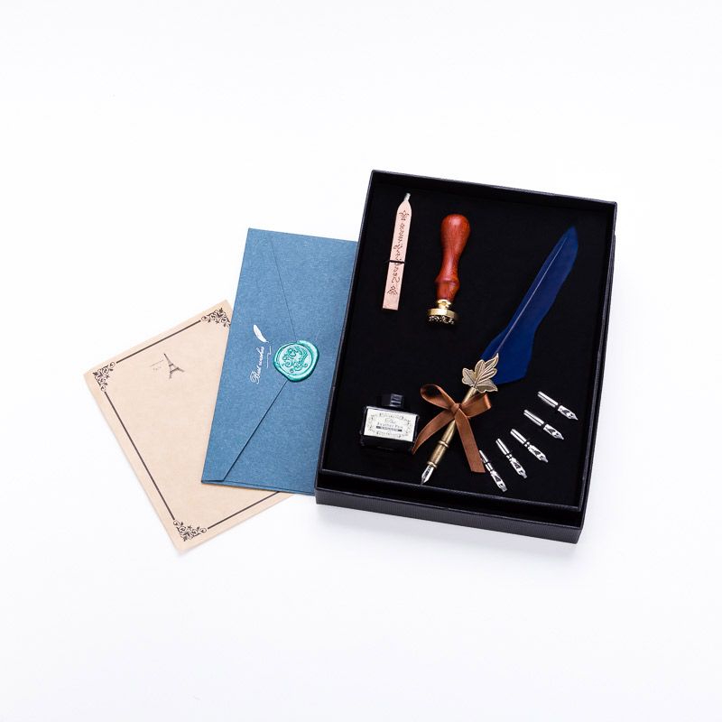 英伦复古金属地图毛笔钢笔套装送恩师朋友同事节日礼盒002