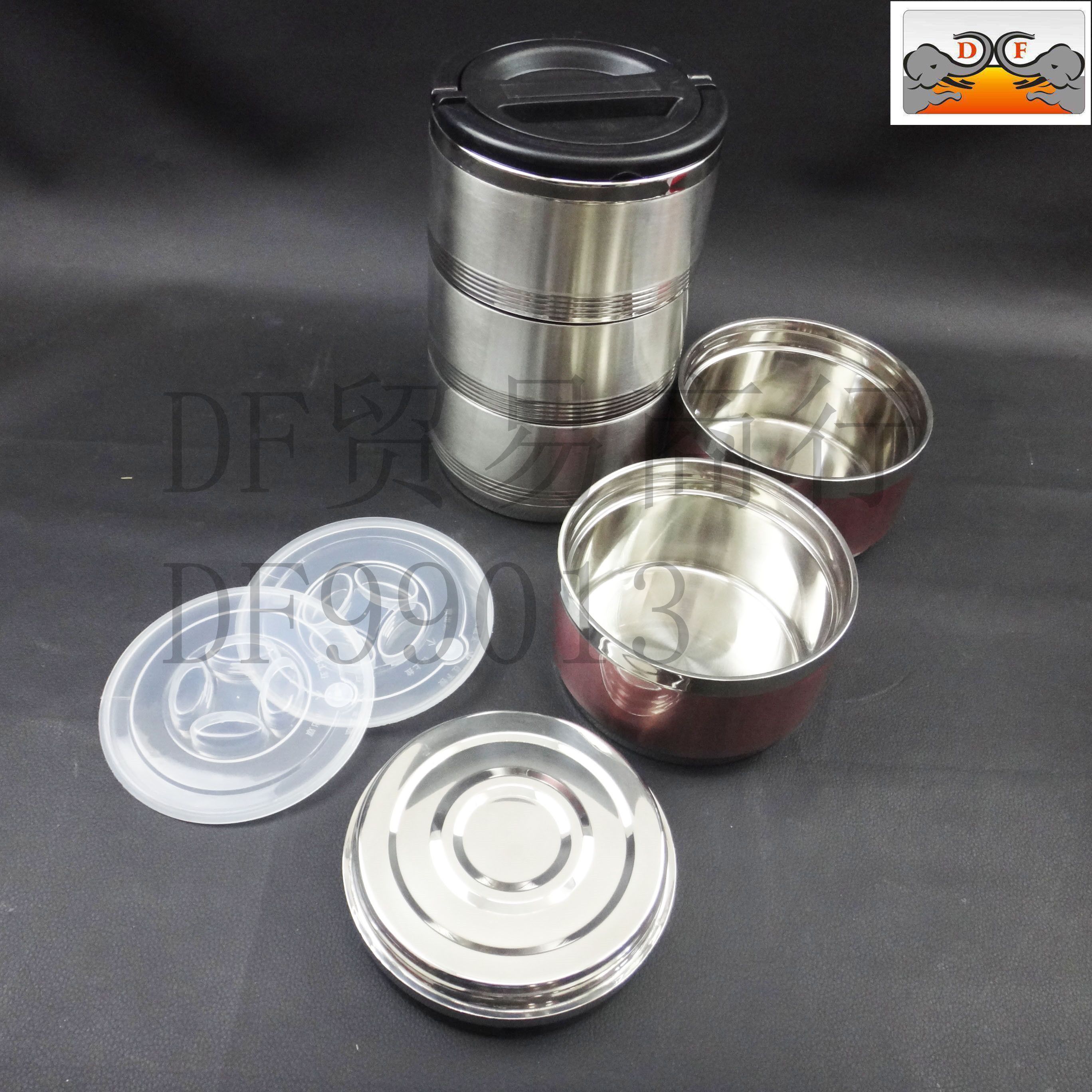 DF TRADING HOUSE Portable Tableware Screw-mouth bento box, Golden imitation porcelain spoon, folding cup, 1 pair of wine cups DF99013 Item Picture