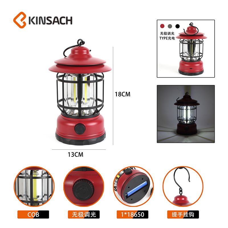 Camping lamp, rechargeable horse lamp, tent, portable, home, outdoor, multi-functional camping, strong light illumination, retro ironwork small lantern details Picture