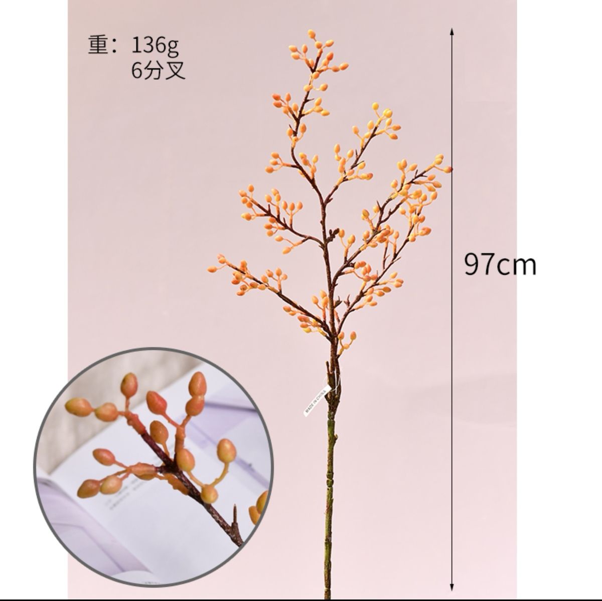 Wholesale high-end artificial flower plastic olive fruit plastic artificial flowers are suitable for home bedroom decoration, soft furnishing design, artificial flower decoration, wedding flower art decoration details Picture