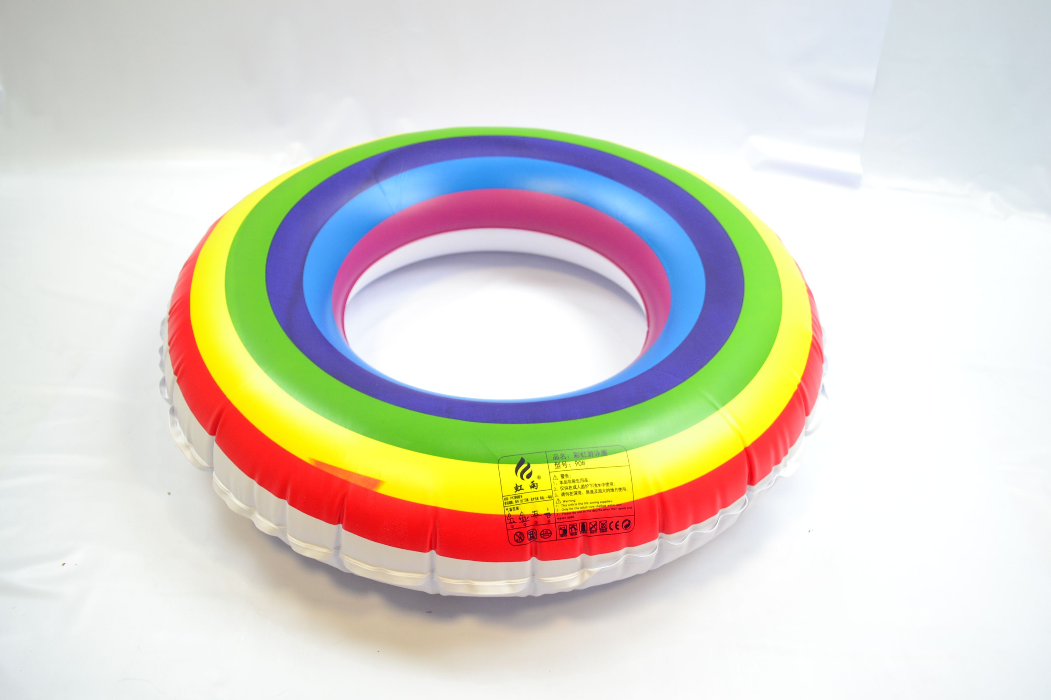 虹雨经典加厚实色彩虹游泳圈创意造型厂家直销1