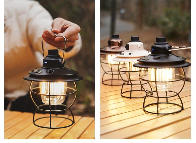 New retro led rechargeable portable horse light, multi-functional emergency light, power bank, outdoor camping tent light pic 3