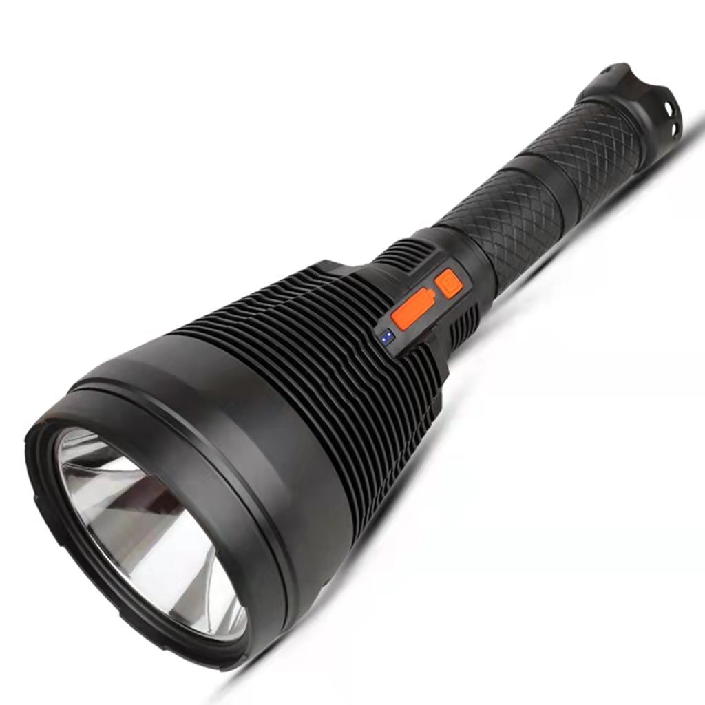 Cross-border high-power patrol USB rechargeable flashlight with red, yellow and blue lenses that can be replaced outdoor strong light searchlight portable lamp
