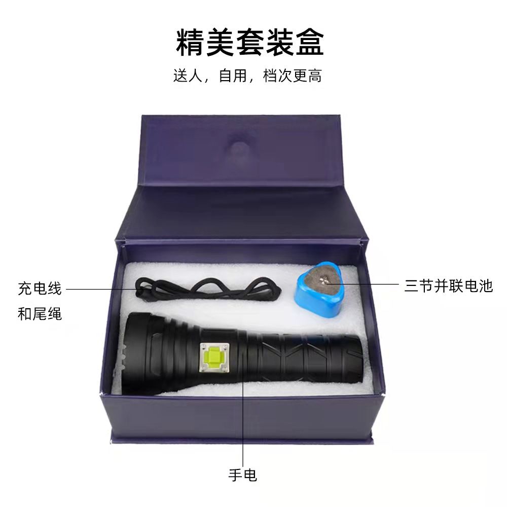 T90 aluminum alloy high-intensity flashlight, outdoor lighting, waterproof, camping, fishing, household emergency Type-C Application Scenario