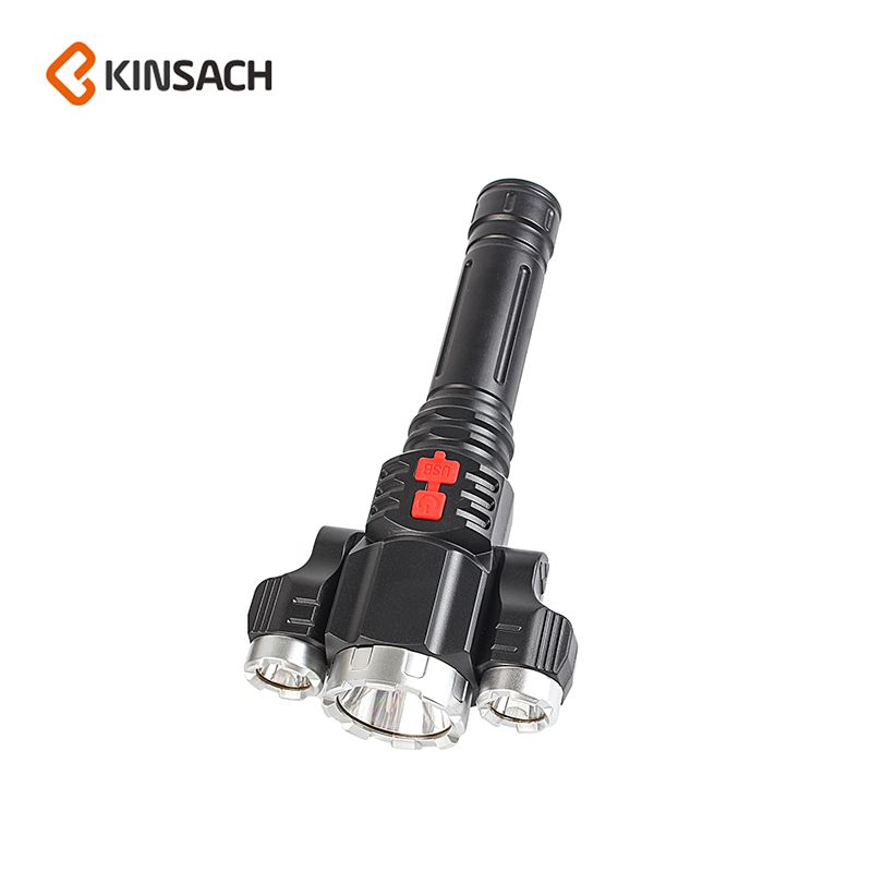 新款 三核强光手电筒可USB充电户外多功能led远射灯