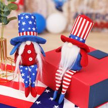 新品美国独立日高帽长腿五角星侏儒毛绒娃娃美国儿童节庆礼物