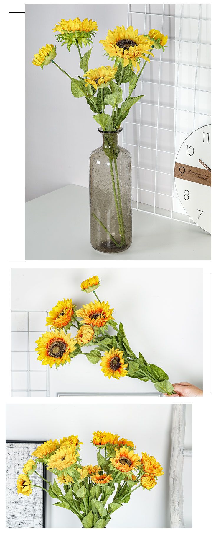 Sunflower artificial flower plant bonsai wedding decoration INS style artificial plant wall rose MW68111 pic 11