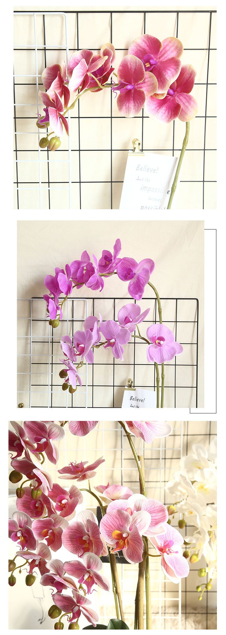 Phalaenopsis artificial flower plant bonsai, wedding decoration, INS style artificial plant wall, rose wall pic 3