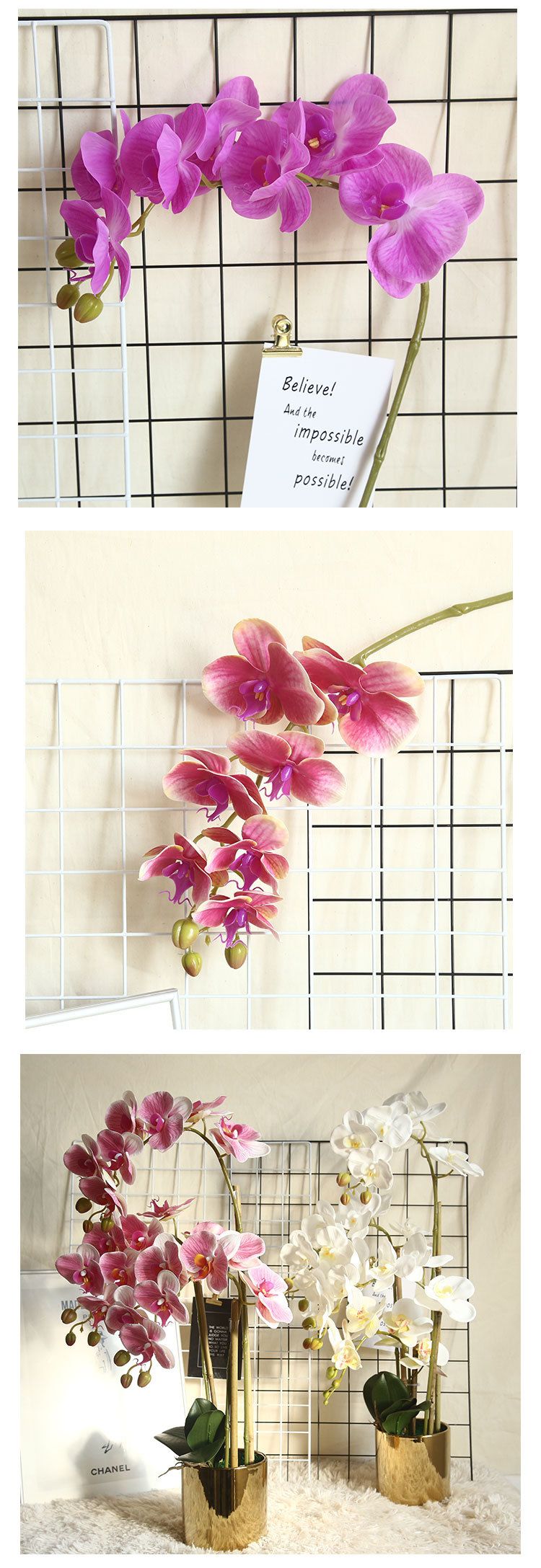 Phalaenopsis artificial flower plant bonsai, wedding decoration, INS style artificial plant wall, rose wall pic 7
