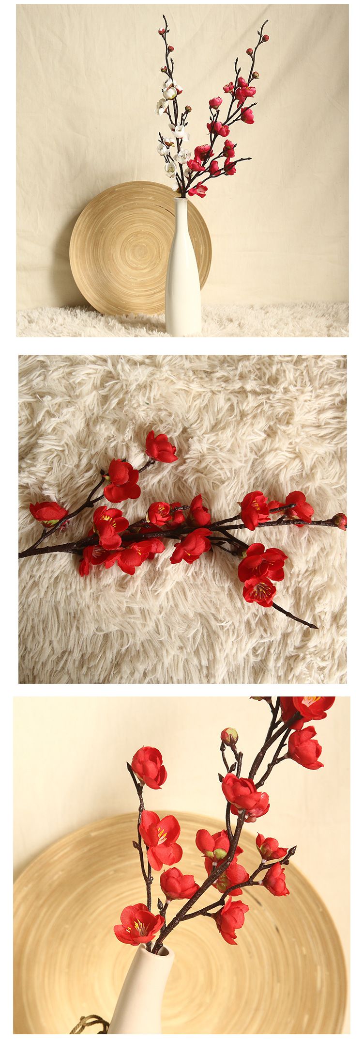 梅花腊梅中式仿真花植物婚庆装饰品INS风植物墙花墙玫瑰花详情8