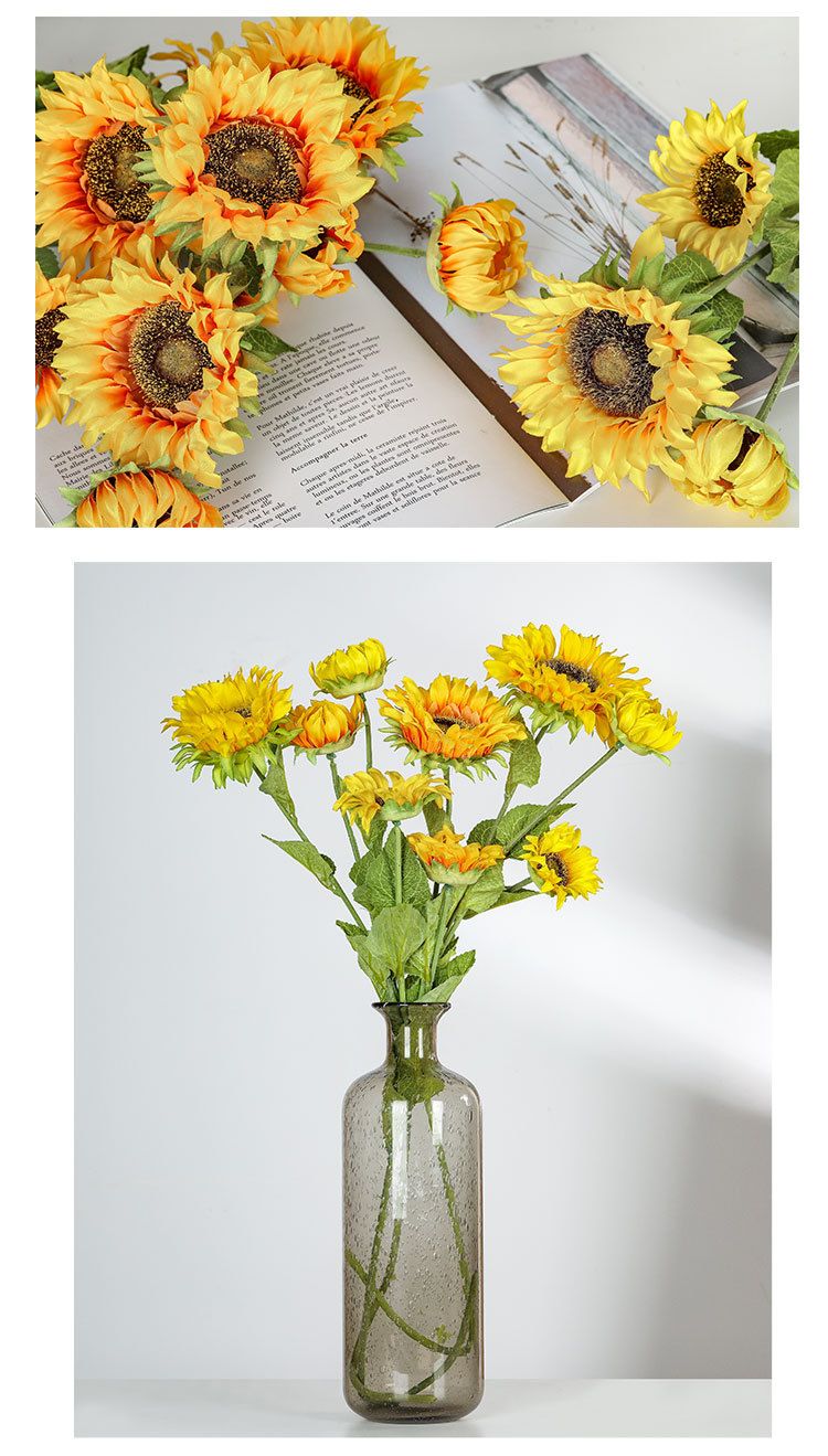 Sunflower artificial flower plant bonsai wedding decoration INS style artificial plant wall rose MW68111 pic 7