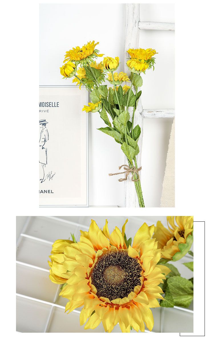 Sunflower artificial flower plant bonsai wedding decoration INS style artificial plant wall rose MW68111 pic 6