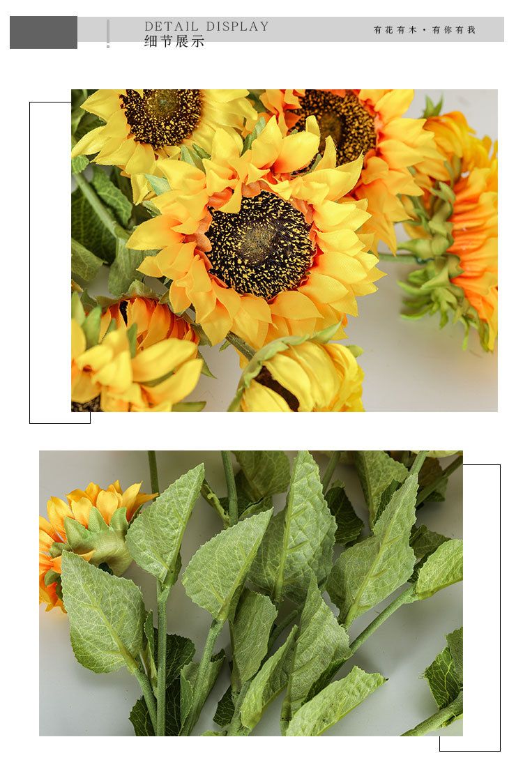 Sunflower artificial flower plant bonsai wedding decoration INS style artificial plant wall rose MW68111 pic 14