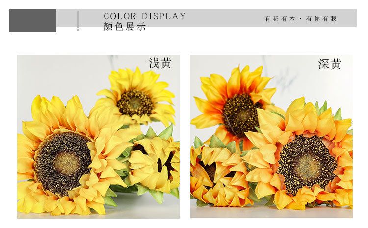 Sunflower artificial flower plant bonsai wedding decoration INS style artificial plant wall rose MW68111 pic 2