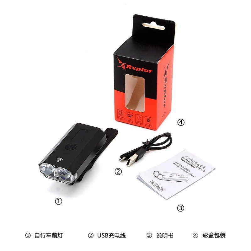 QL460-400LM铝合金双头前灯(短)usb充电自行车灯车前灯单车手电筒 详情18
