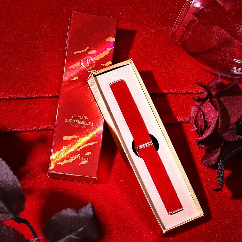 Yuli Yula Romantic Rose Red Slim Lipstick Soft Mist Smooth Slim Tube Lipstick Matte long-lasting Velvet Whitening details Picture