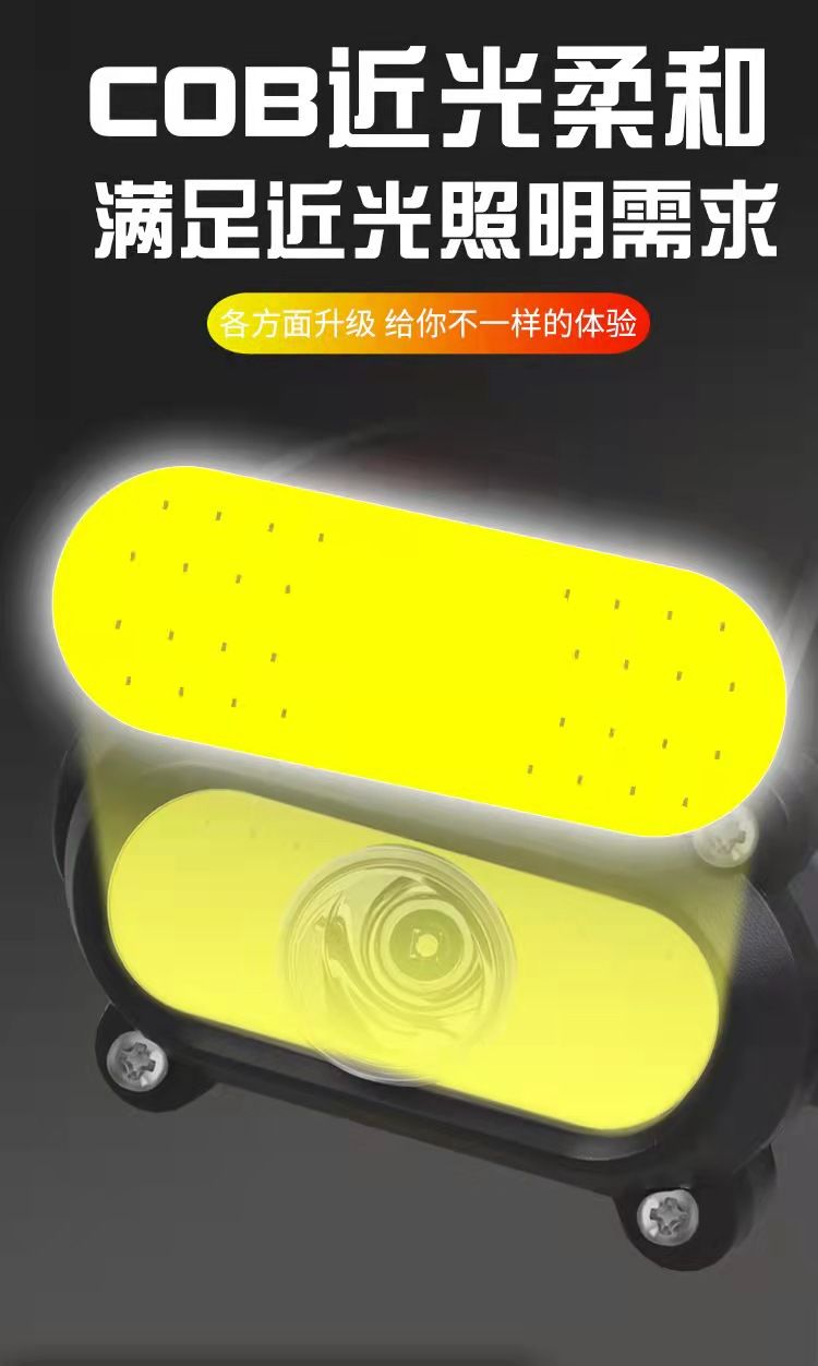 New COB headlamp dual-source rechargeable headlamp USB built-in battery strong headlamp for fishing and night fishing pic 3