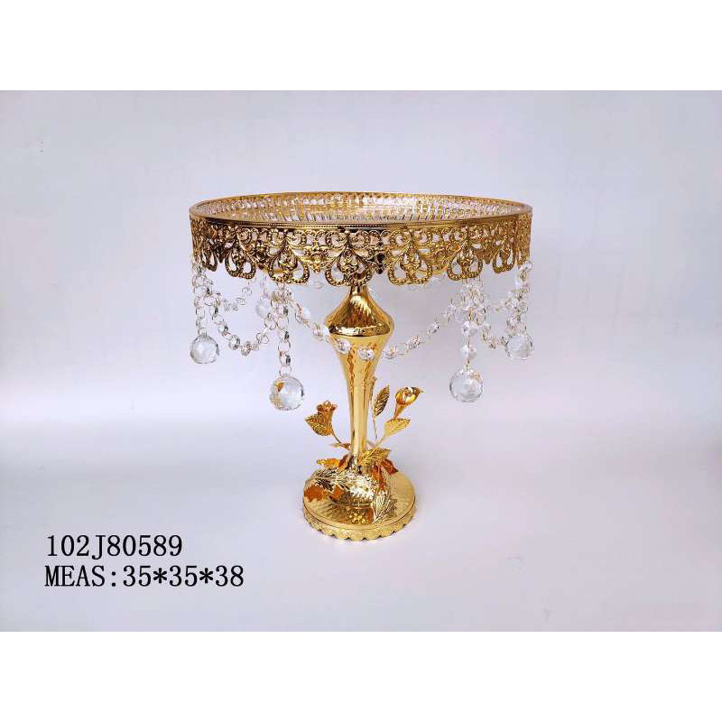 Glass wrought iron gilded cake pan thumbnail
